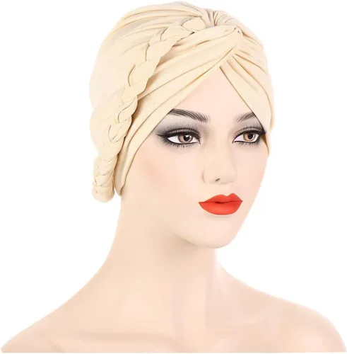 Vista 2 de Lucky staryuan Gorros para el cáncer de quimioterapia para mujer, suave y preatado, trenzado trenzado, turbante