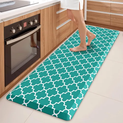 Vista 17 de WISELIFE Tapete de cocina acolchado antifatiga, 17.3 x 28 pulgadas, antideslizante, resistente, de PVC, ergonómico, impermeable, cómodo