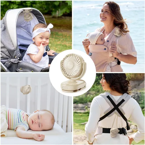 Vista 4 de Momcozy Ventilador portátil para cochecito con clip, mini ventilador de 4 velocidades para portador, ventiladores personales ultraligeros de 0.26