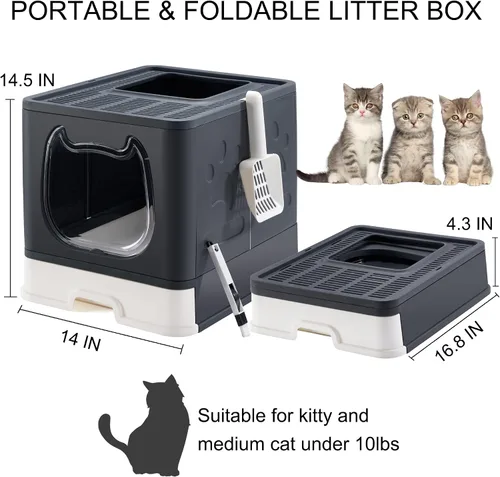 Vista 7 de Caja de arena plegable para gatitos de reemplazo de puerta de plástico (puerta de caja de arena Kitty)