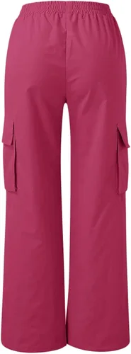 Vista 7 de HJYUZP Joggers for Women Women's Belt Less High Waisted Wide Leg Trousers Straight Leg Relaxed Trousers Pants for Women