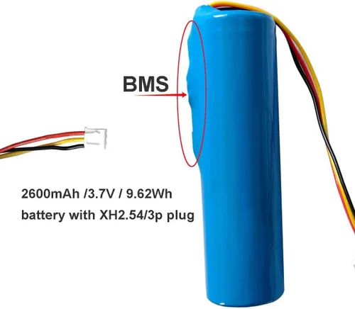 Vista 4 de 18650 1s1p 2600mAh 3.7v batería recargable de iones de litio con conector Jst XH2.54/3p cables de enchufe para productos electrónicos de bricolaje