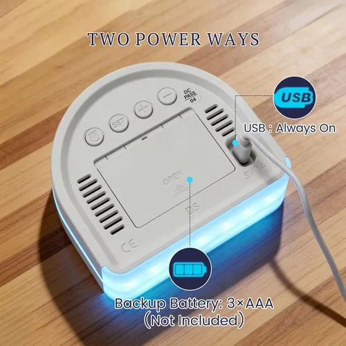 Vista 7 de Reloj despertador para dormir pesado: alarma súper fuerte y luz de despertador suave para adultos, niños, adolescentes Pantalla digital con tiempo