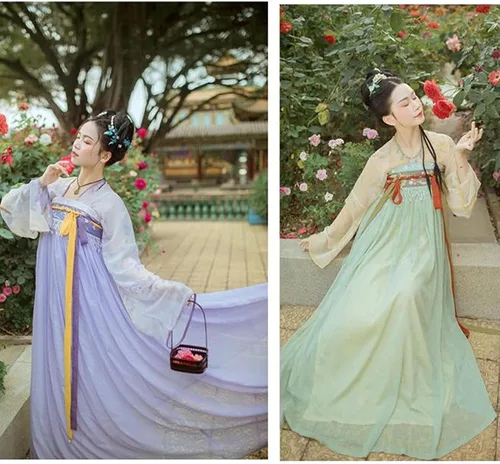 Vista 4 de ADSWIN Disfraz de hada de cosplay para mujer, disfraz chino de Han-fu, ropa antigua, traje de Han-fu, ropa de rendimiento (verde, M) (hogar)