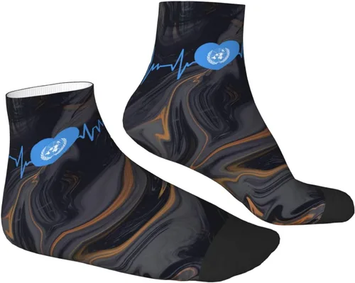 Vista 3 de GDJF Heartbeat I Love United Nations Heart Flag Ankle Socks Winter Low Cut Sports Warm Breathable Comfort Casual Socks For Mens And Womens