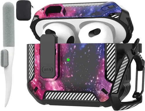 Vista 14 de Maxjoy Funda para AirPods Pro 3 2025, MagSafe compatible con bloqueo automático, funda protectora a prueba de golpes con soporte para teléfono