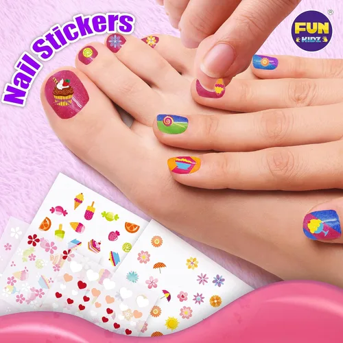 Vista 6 de FunKidz - Kit de arte de uñas para niñas, tamaño 17.91 pulgadas de ancho x 12.4 pulgadas de largo con esmalte de uñas pelable, secador de uñas