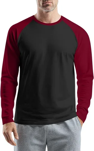 Vista 15 de Camisas de manga larga para hombre, camiseta casual de cuello redondo, suave, elástica, M-3XL