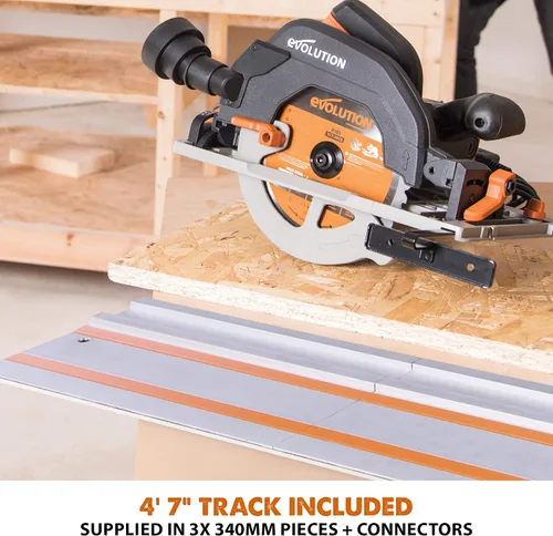 Vista 6 de Evolution Power Tools R185CCSX - Kit de sierra circular de pista multimaterial con pista de 40 pulgadas incluida, hoja TCT incluida, corta madera