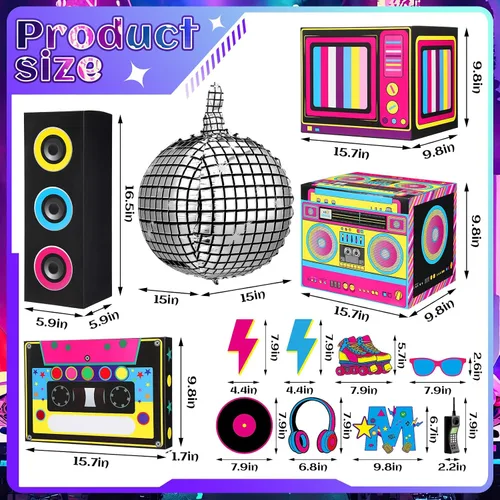 Vista 2 de 14 Piezas Decoraciones de Fiesta de los 80s 90s Conjunto de Favores Hip Hop Cajas de Papel Grandes Boombox Cajas de Dulces Novedosas Boom Cassette