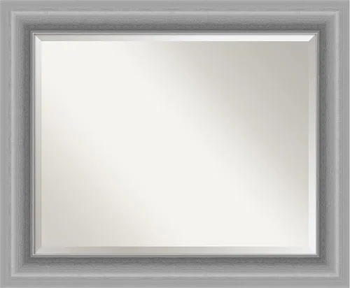 Vista 17 de Amanti Art Espejo de pared plateado de 26 x 22 pulgadas, espejo rectangular de baño de níquel pulido para decoración de pared, sala de estar, marco