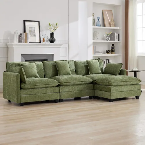 Vista 49 de Sofá modular en forma de nube de 113 pulgadas, sofás de asiento profundo de gran tamaño para sala de estar, sofá modular tapizado de chenilla