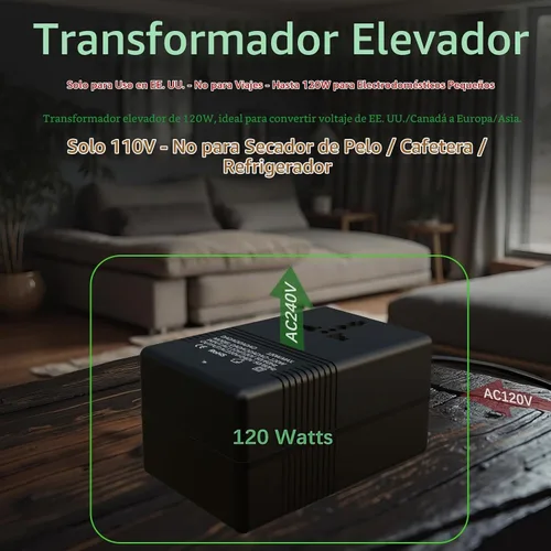 Vista 5 de 120 vatios, convertidor de voltaje de 110 V a 220 V, convertidor de voltaje de 110 a 220, transformador de paso ascendente de 110 V a 220 V