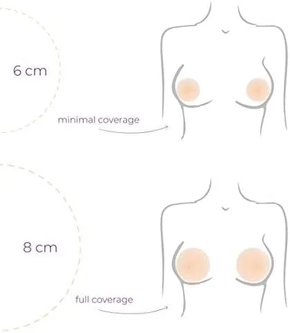 Vista 8 de Cubiertas para pezones 2.4 in para pezones para mujer Silicona adhesiva reutilizable, lavable, impermeable, bordes finos