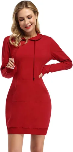 Vista 2 de MISSKY - Vestido informal tipo sudadera con capucha y bolsillos de canguro para mujer