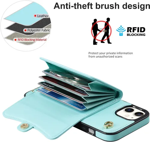 Vista 2 de Funda para iPhone 11 de 6.1 pulgadas, bolso cruzado, correa de hombro, funda protectora de moda para iPhone 11 (azul)