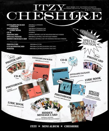 Vista 6 de ( Pre-Order Benefit ) (SPECIAL EDITION) ITZY CHESHIRE Mini Album ( A / B - Random Ver. +1ea Store Gift Card ) K-POP SELAED