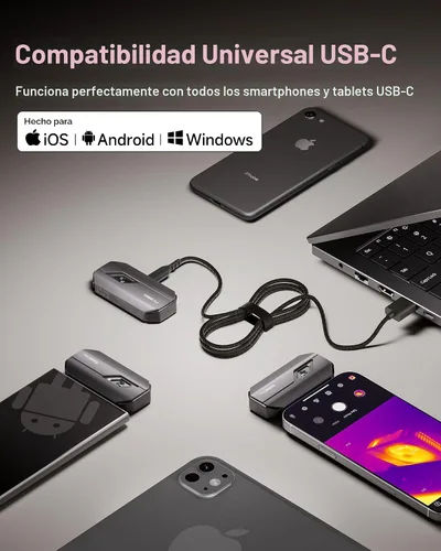 Vista 2 de TOPDON Cámara térmica TC002C Duo, compatible con cualquier iPhone, iPad y dispositivo Android USB-C, súper resolución de 512 x 384, cámara