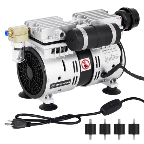 Vista 2 de MXBAOHENG Bomba de vacío sin aceite de 100 W, bomba de vacío de 110 V sin aceite para plástico, impresión, embalaje, electrónica e industrias