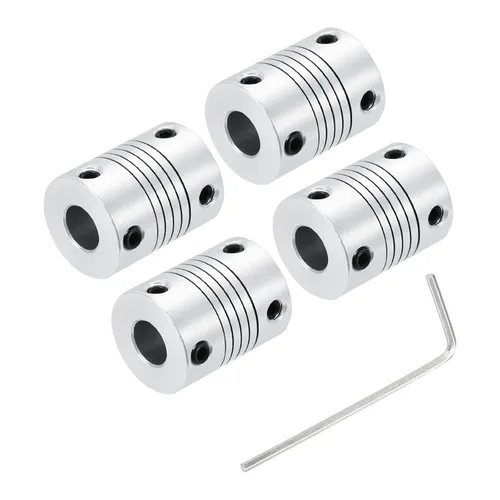 Vista 8 de uxcell 4 piezas de acoplamiento de eje de aleación de aluminio de 0.157 in a 0.157 in, acoplador flexible L25xD19, conector de junta de motor paso a