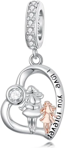 Vista 28 de PROESS Dije para padre, madre e hija, pulsera de plata de ley para pulseras, regalos de cumpleaños, día de San Valentín, para hija, madre, amante