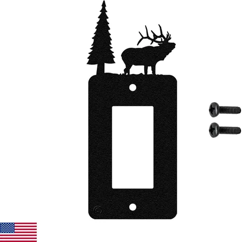 Vista 11 de Elk & Cabin - Placa de pared para interruptor de luz de palanca doble (palanca doble, negro) - Fabricado en Estados Unidos