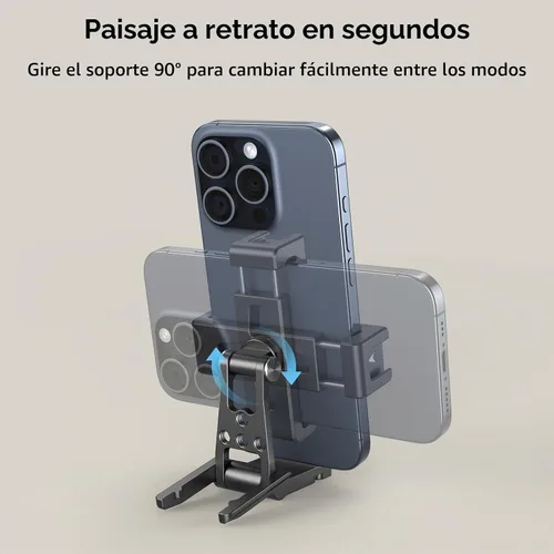 Vista 3 de SMALLRIG Soporte de trípode de metal para teléfono, soporte para teléfono celular con adaptador de liberación rápida para Arca-Swiss, soporte