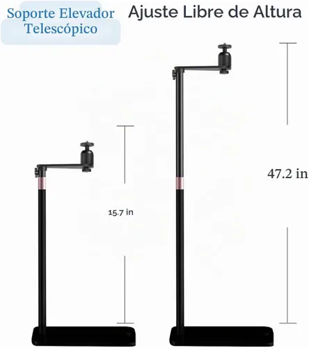 Vista 5 de Soporte de proyector de altura ajustable de 16 a 48 pulgadas, soporte de techo universal para proyector de rotación de 360 grados, compatible
