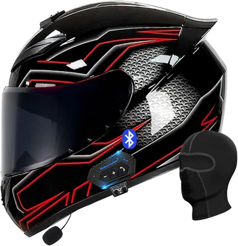 Vista 15 de Casco de motocicleta con Bluetooth, casco con Bluetooth integrado, casco integral plegable con Bluetooth, aprobado por DOT/ECE, con múltiples