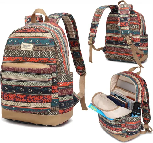 Vista 6 de Kinmac Mochila resistente al agua para laptop con puerto de carga USB para laptop de hasta 15.6 pulgadas (bordado)