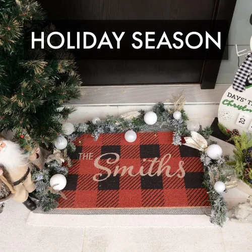 Vista 3 de Coco Mats N More - Tapete de Navidad personalizado a cuadros, color rojo, 18 x 30 pulgadas, fabricado en Estados Unidos, tapete de entrada duradero