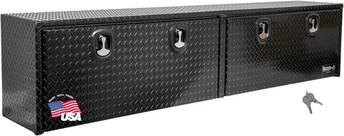 Vista 13 de Buyers Products 1721551 - Caja de camión de aluminio negro con tracción en diamante y tapa superior con puerta abatible, 72 x 13 x 16 pulgadas