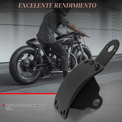 Vista 5 de Amazicha Soporte de placa de matrícula de montaje lateral curvado con agujero de eje de 3/4 pulgadas compatible con Harley Touring Sporster Bobber