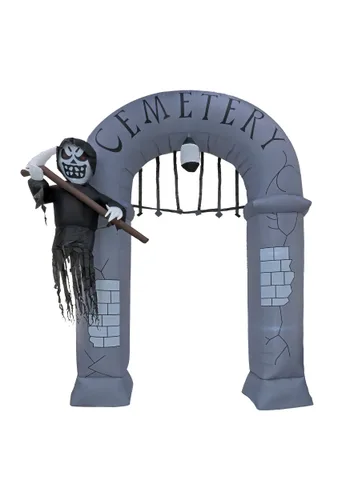 Vista 2 de Arco Inflable de Fantasma en Cementerio de 12 pies Multicolor