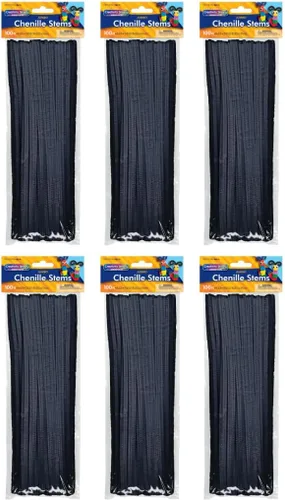 Vista 17 de Creativity Street Jumbo Chenille Stems, 12" x 6 mm, Craft Pipe Cleaners in Assorted Basic Colors, Pack of 100, Case of 12 Packs, 1200 Chenille Stems