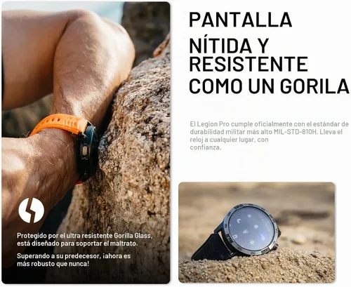 Vista 4 de AGM Legion Pro - Reloj inteligente resistente, pantalla AMOLED de 1.43 pulgadas (60 Hz, 600 nits), a prueba de golpes y caídas, 164.0 ft