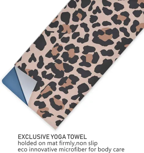 Vista 5 de ALAZA Toalla de yoga con patrón de leopardo de animales vintage, antideslizante, suave, absorbente, toalla para yoga, ejercicio caliente, pilates