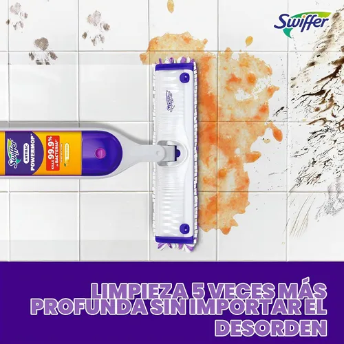 Vista 7 de Swiffer PowerMop Solución de recarga antibacteriana, limpiador de suelos multisuperficie multiusos para trapear azulejos, vinilo, laminado, madera