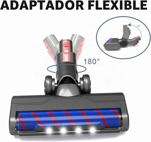 Vista 3 de Accesorios mejorados para aspiradora de piso de madera dura con faros para Dyson V7V8, piezas de repuesto para cabezal de motor para Dyson, rodillo