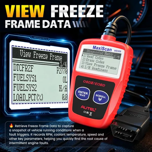 Vista 12 de Autel OBD2 Escáner MS309 Universal para Coche, Lector de Códigos de Fallas del Motor, Comprueba la Luz de Verificación del Motor y el Estado