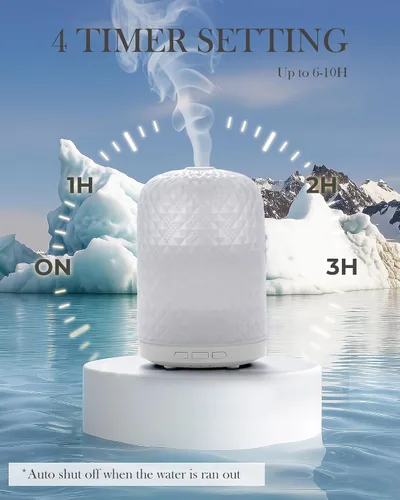 Vista 6 de Onaboviva Difusor de Aceites Esenciales – Difusor de Aromaterapia Ultrasónico de 2.4MHz, Luz Nocturna para la Salud, Temporizador y Apagado