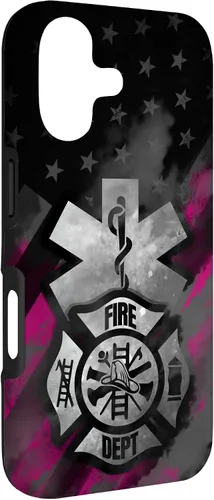 Vista 3 de EMT EMS Firefighter Pink Smoke Line USA American Flag Case for iPhone 17