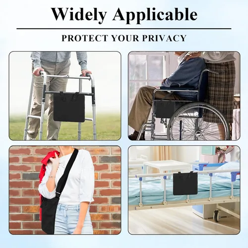 Vista 6 de Soporte para bolsa de catéter, soporte para bolsa de drenaje de orina con cubierta de tubo de catéter y correa ajustable, fundas de gran capacidad