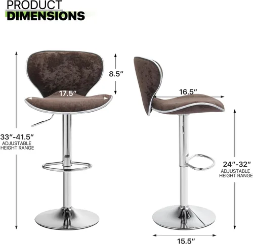 Vista 3 de Magshion Juego de 2 modernos taburetes de bar tapizados de terciopelo, taburetes de bar giratorios de altura ajustable para mostrador de cocina