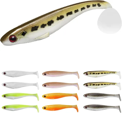Vista 17 de TRUSCEND Shadtale Easy Catch Soft Fishing Lures, Unique Vibration and Action for Various Rigs, Paddle Tail Swimbaits Trailer for Bass, Trout