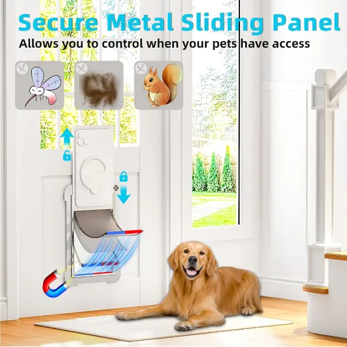 Vista 3 de MIAOTONG - Puerta grande de acero con 3 solapas para puerta con panel de bloqueo deslizante de metal Energy-Efficient Insulated Pet Door, Extreme