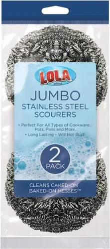 Vista 9 de LOLA - Estropajo de lana de acero inoxidable, tamaño jumbo, 1.23 oz, de LOLA, alambre plano rizado, limpia los desastres en utensilios de cocina, 1
