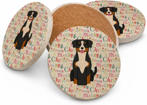 Vista 83 de Abyssinian Sand Terrier Merry Christmas - Posavasos grandes de piedra arenisca (4 unidades)