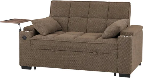 Vista 5 de Eafurn Sofá cama convertible de felpilla capitoné 3 en 1 de 65 pulgadas Café - 65