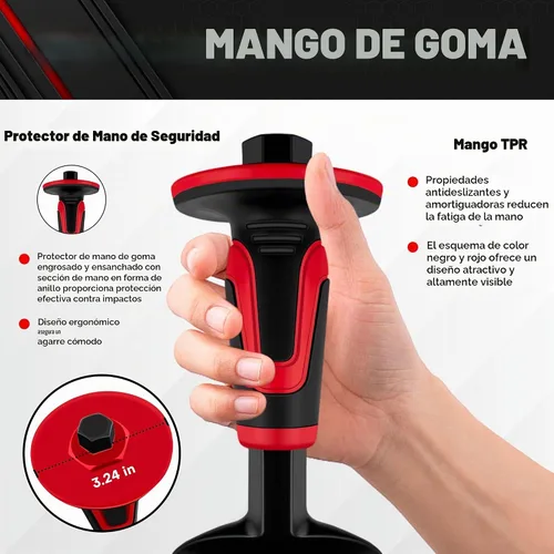 Vista 3 de C&T - Juego de cinceles de mampostería de alta resistencia con protector